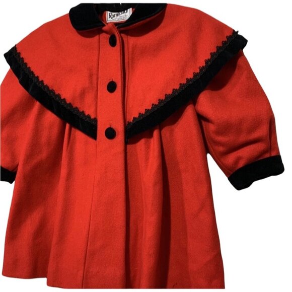 Vintage Wool Rothschild Velvet Detailed Pleated Coat Union Tag USA - Picture 2 of 8